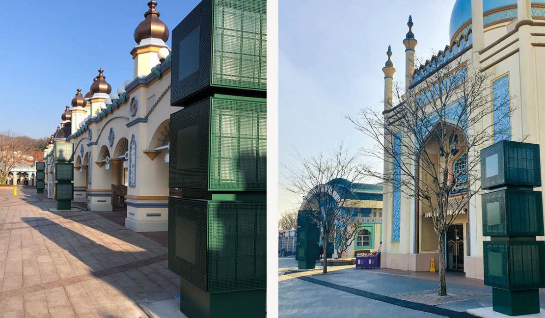 The picture shows installed filter cubes Filter Cubes from MANN+HUMMEL in Everland Resort theme park in Seoul, South Korea