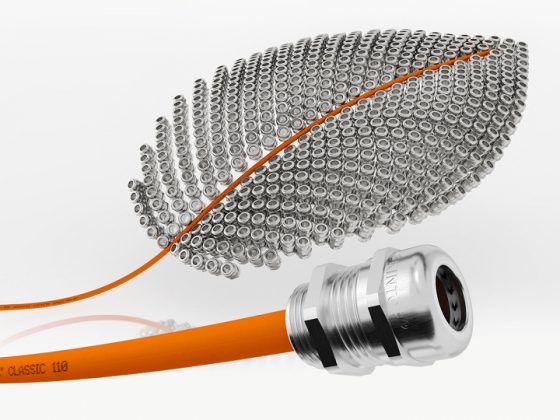 In the picture you can see the lead-free SKINTOP® cable glands arranged like a sheet.