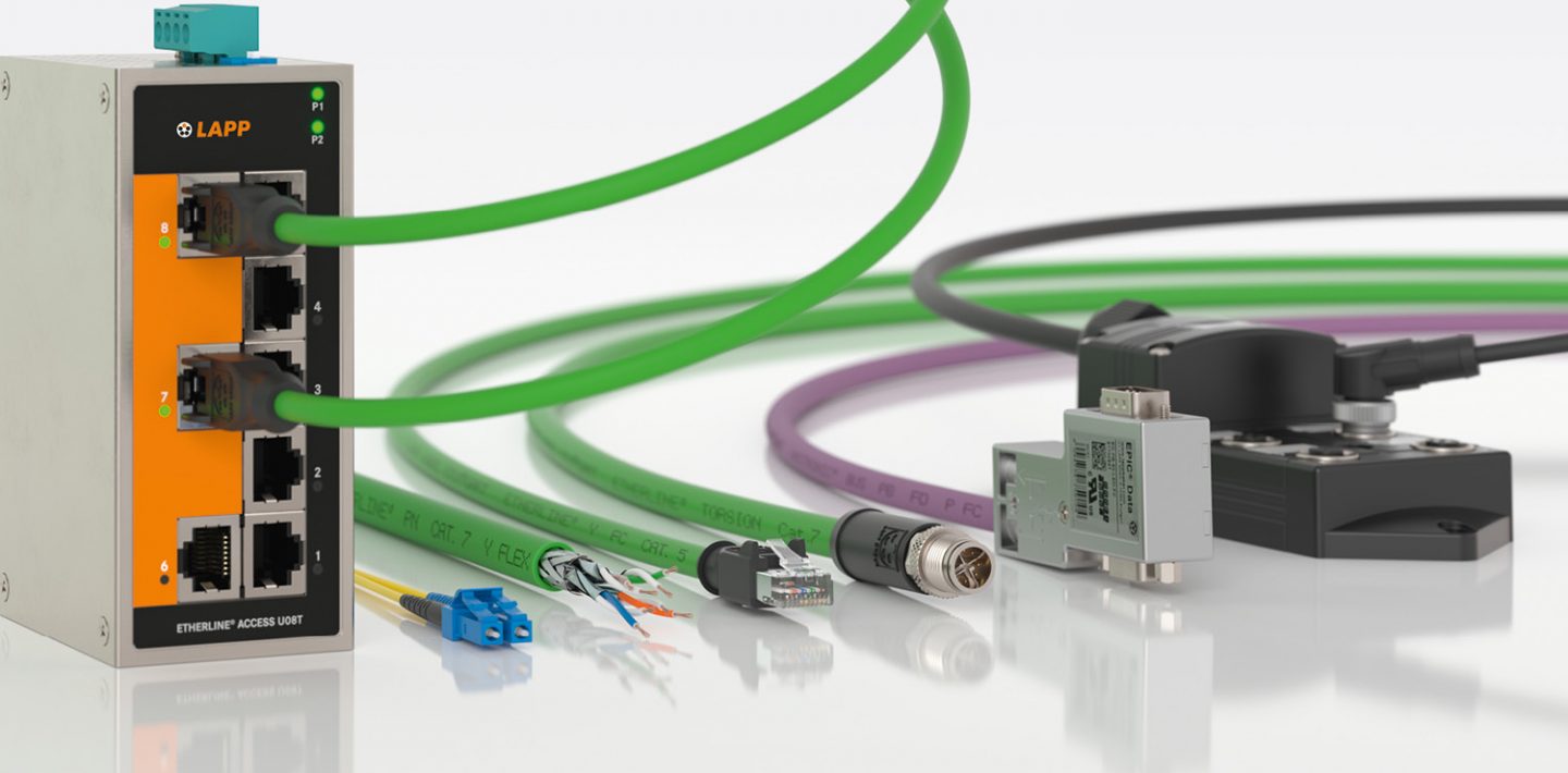 The picture shows the LAPP products Industrial communication.
