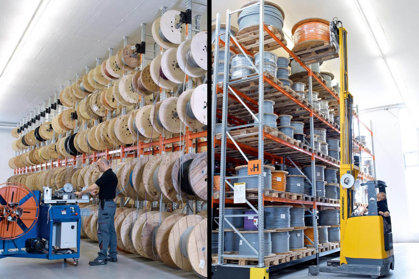 On the picture you can see Volland’s warehouse with cable drums.