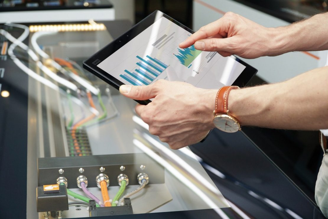 The picture shows a tablet in use in the Future Lab.