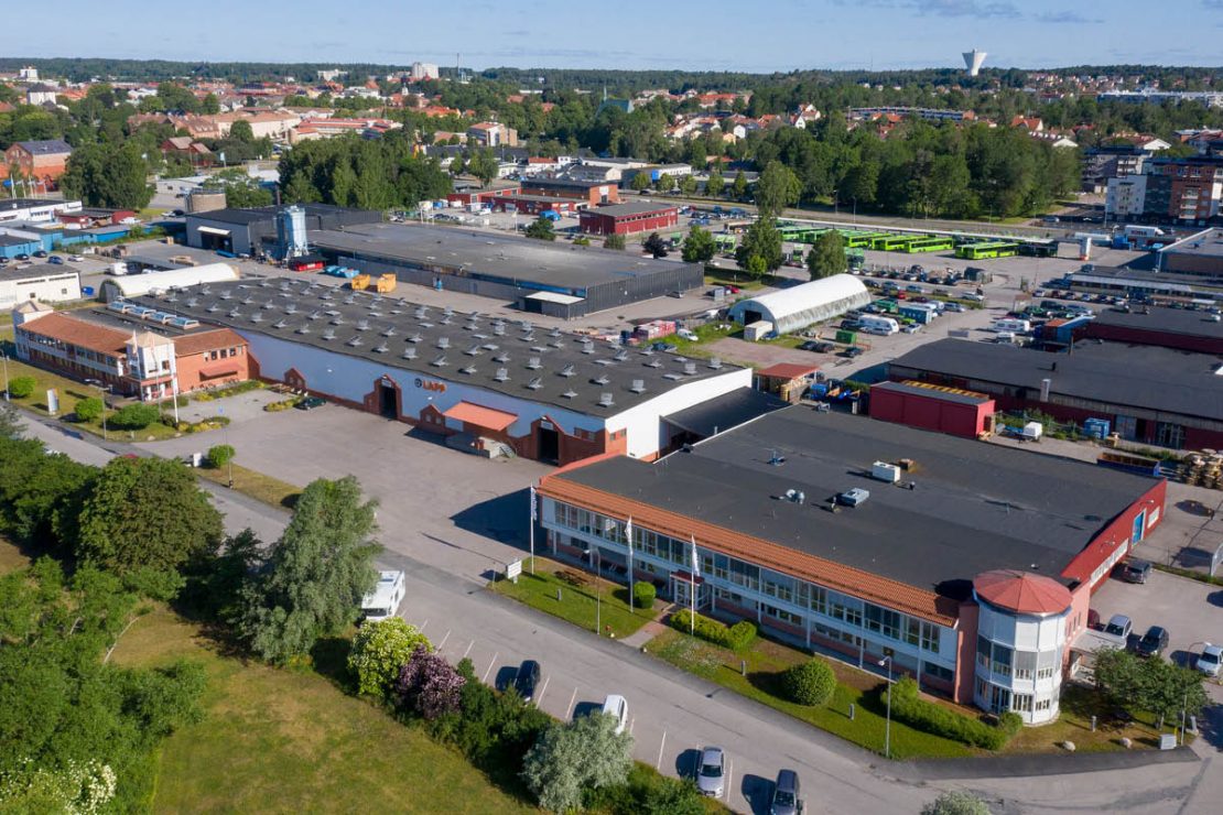 The picture shows the Fleximark AB building in Sweden from above.