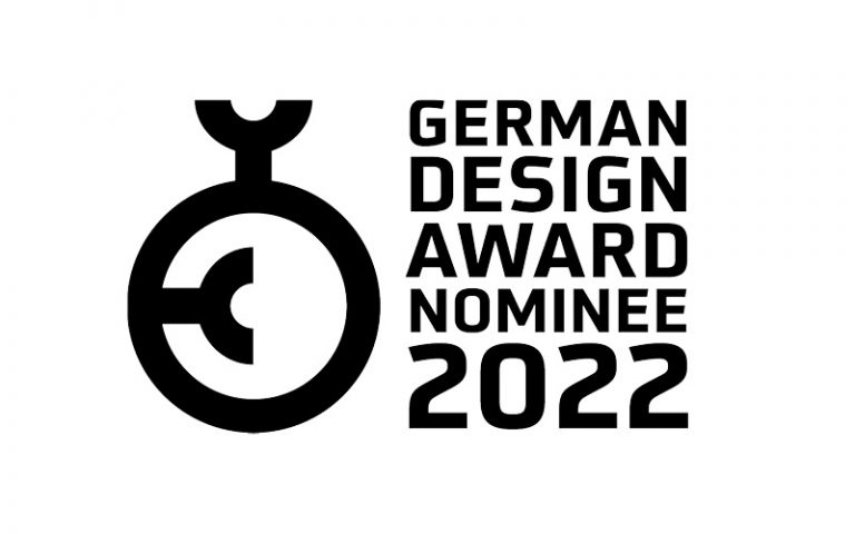 Das Bild zeigt das Logo vom German Design Award Nominee 2022.