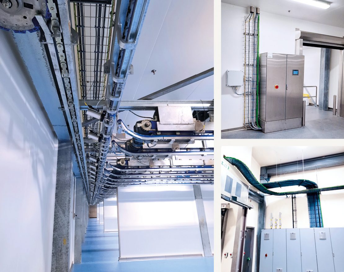 Three photos of Kremer’s installations of automation projects and wiring of control cabinets are shown.