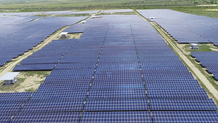 The picture shows the photovoltaic modules of the entire solar park Montecristi in the Dominican Republic.