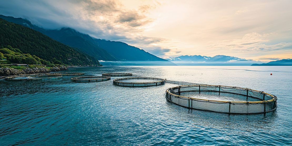 Lachsfarm Aquakultur im Meer