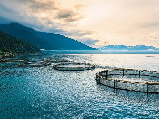 Lachsfarm Aquakultur im Meer